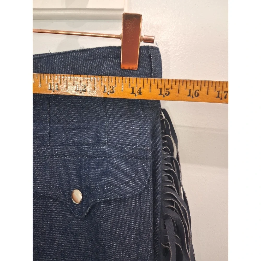 Archival 1980s Kansai Yamamoto Denim Suit Leather Fringe Hannya Mask Japan